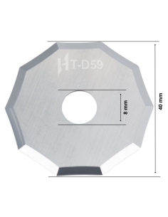 PRODUCTO EXCLUSIVO HITACS -  Cuchilla decagonal HM 40 mm de Ø / HT-D59 / compatible para máquina Ibertec de corte automatizado